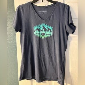 Life Is Good Black T-Shirt with Inspirational Patch